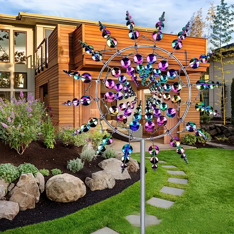 colored stainless steel outdoor decorative metal windmill courtyard   decoration wind turbine rotator no windmill no electricity Product details 0