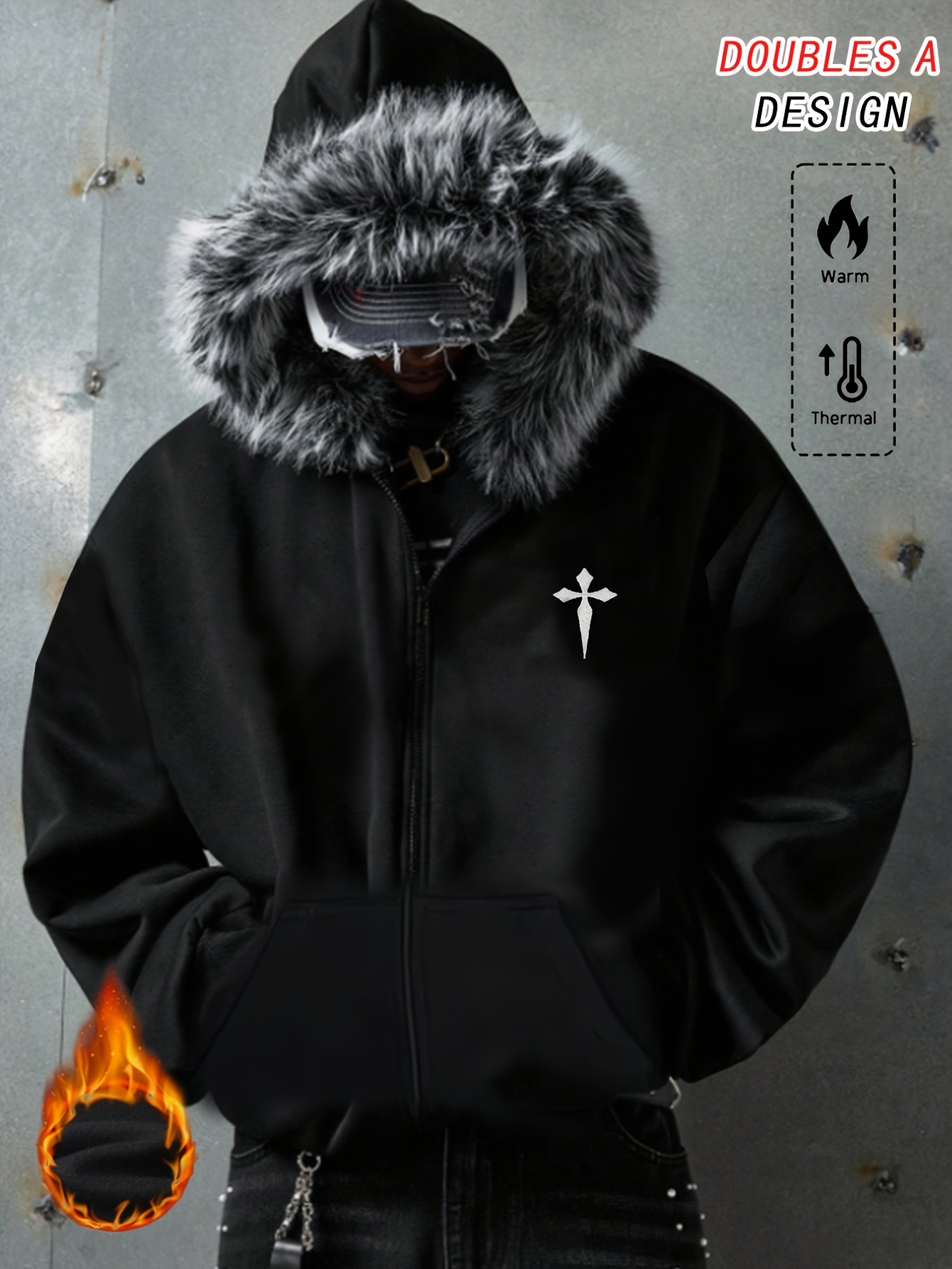 fur hood jacket sold on Temu United States
