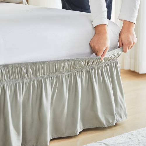 item picture sleep elastic bed ruffle around ruffle microfiber bed skirt with adjustable elastic belt 15 inch tailored drop hotel quality bed skirt fade resistant machine washable