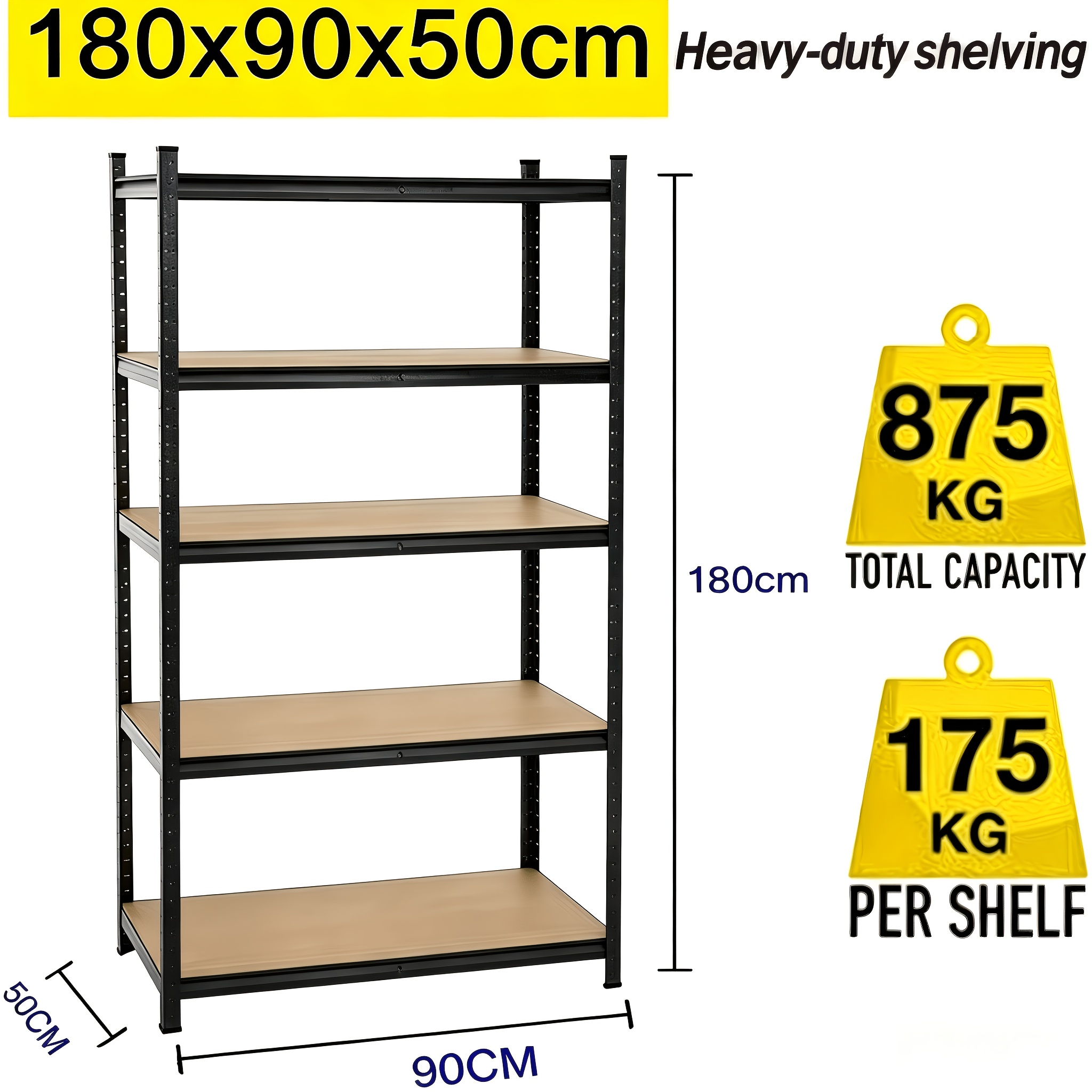 TEMU Five-tier Sturdy Storage Rack With Load-bearing Capacity And , Adjustable Shelves That Separated Into , Suitable For Such As Kitchens, Gardens,