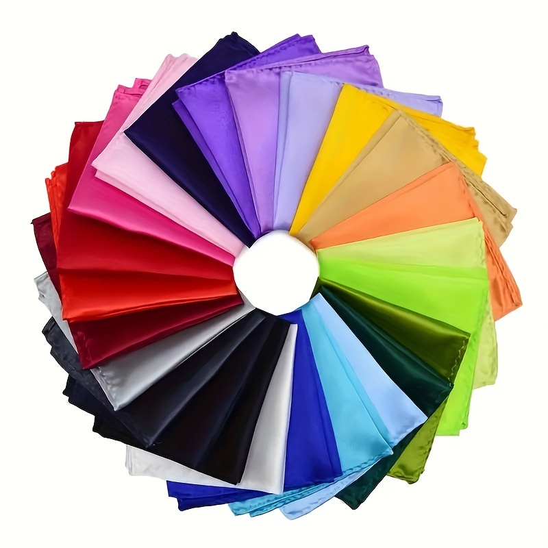 TEMU 25 Color Set Of Solid Scarves, Men' Scarves, Monochrome Square Scarves, Handkerchiefs Suitable For , Evening Parties, Holiday Activities, And