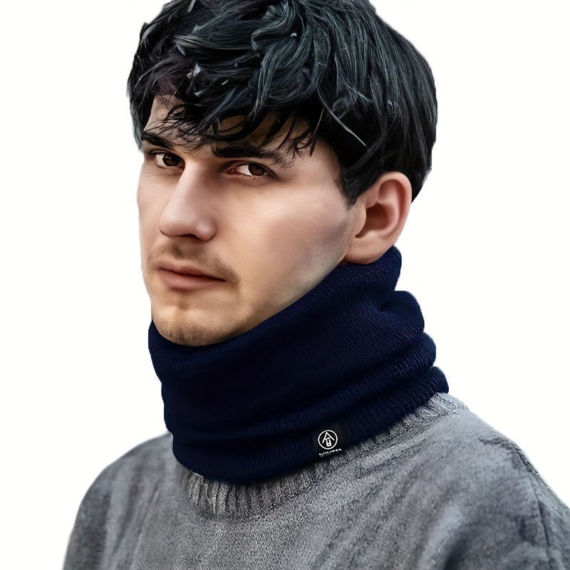 

Men'-layer Padded Neck Gaiter - Soft, Warm, Windproof, Perfect Gift For Cold Autumn & Winter - , Machine Washable, Dye Pattern, Knit Fabric, No Magnetic Features