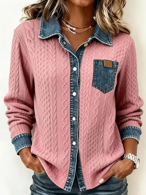 printed pants not denim fabric autumn womens denim non jacquard sweatshirt cardigan long sleeve top