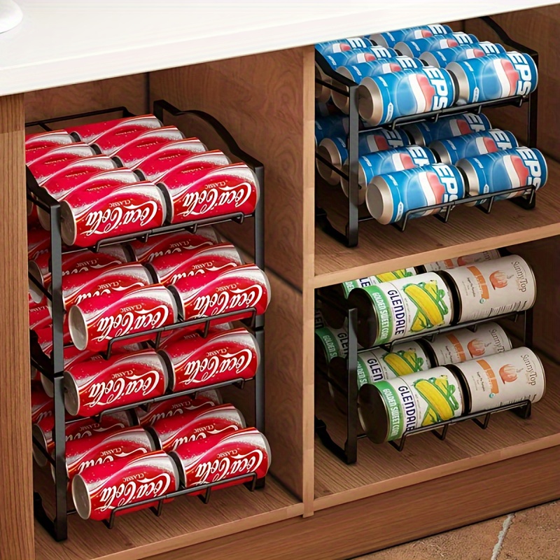 

2-pack Of 2-tier Metal Standing Pop/soda And Food Can Dispenser Storage Rack Organizer For Kitchen Pantry, Countertop, Cabinet