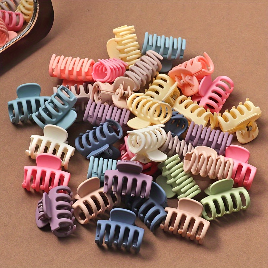 

30pcs Mini Hair Claw Clips Set - Plastic Matte Hollow Cute Minimalist Style Side Hair Accessories For Girls, Teens, Women - Solid Color Valentine's Day Gift - 14+ Years Old