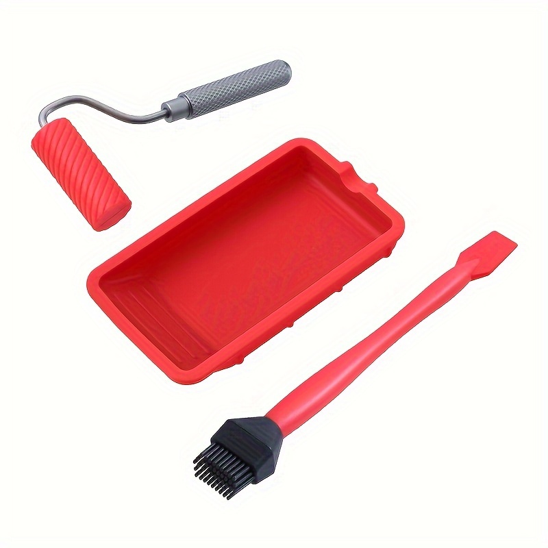 E-shop RUITOOL Gummi Kleber Beschichtungs Werkzeug Set mit Flachschaber, Kleber Schale und Rolle - Aluminiumgriff, Unaufgeladen, Keine Montage