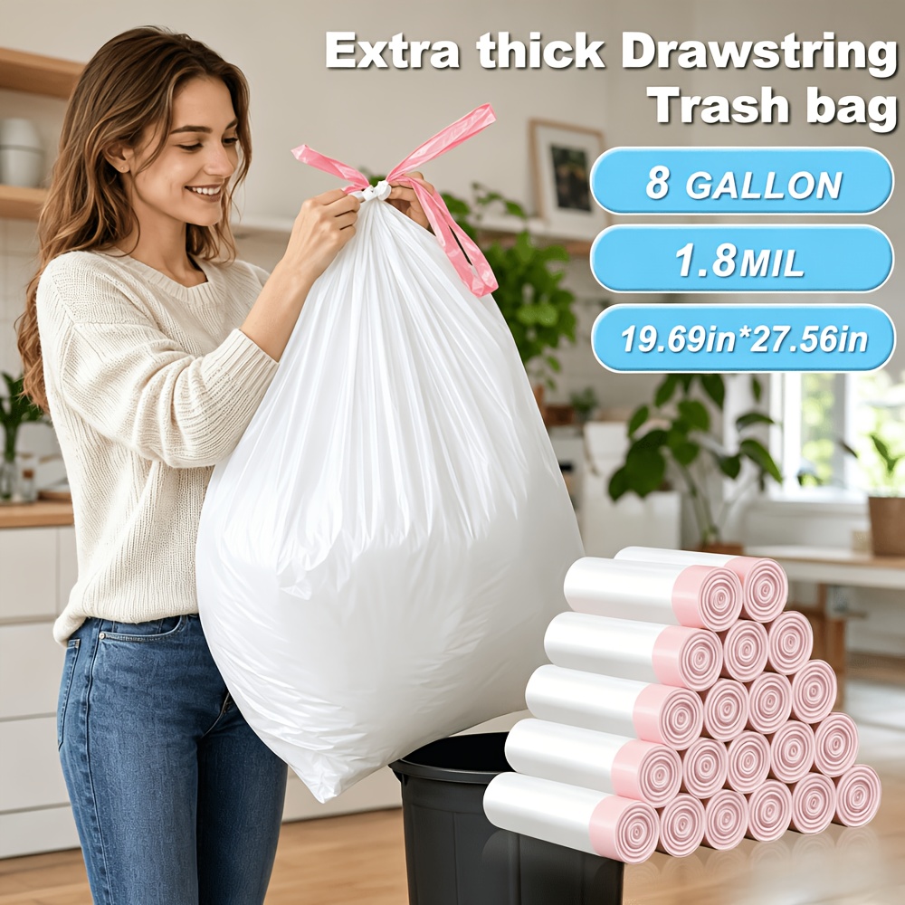 TEMU 9-pack Extra Large Heavy-duty Drawstring Trash Bags, Handheld Garbage Bags, Made Of Durable New Polyethylene Material, Oversized 27.56*19.69in,