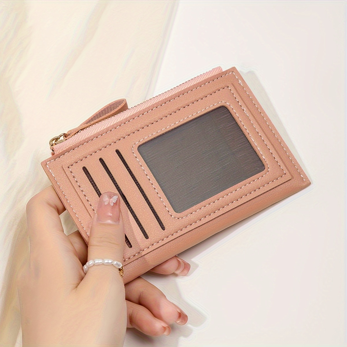 

Minimalism Slim Coin Purse Stylish Portable Pu Leather Wallet, Credit Card Holder For Credit Cards