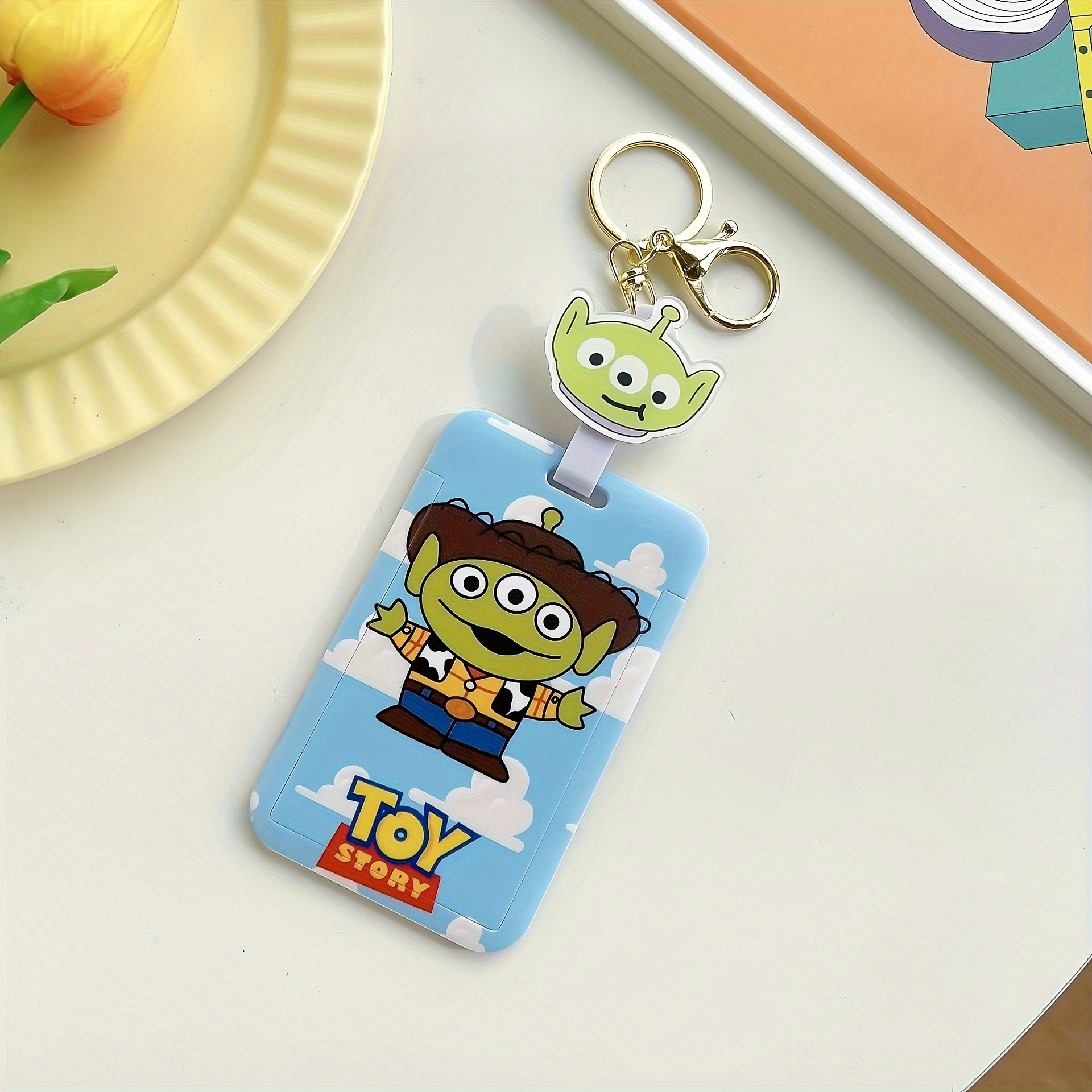 Toy Story Alien Series Telescopic ID Badge Holder Keychain Badge Reel Name Tag Holder, Cute Retractable ID Card Holder for Office, School,Temu