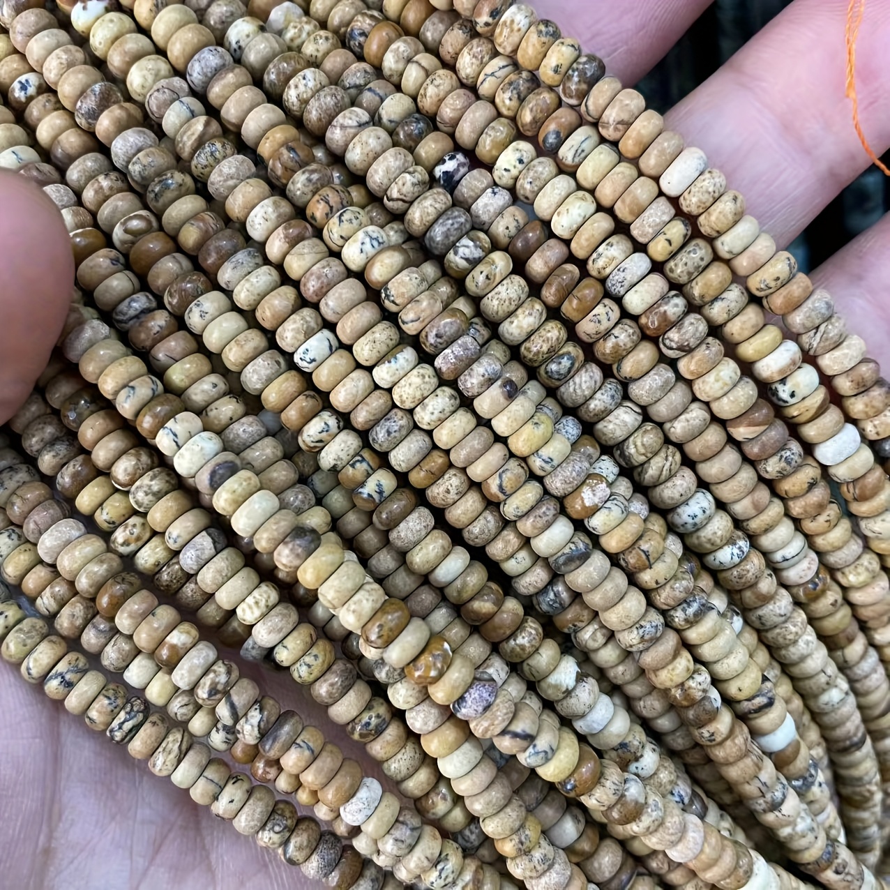 Natural Picture Stone Abacus Beads for DIY Jewellery Making