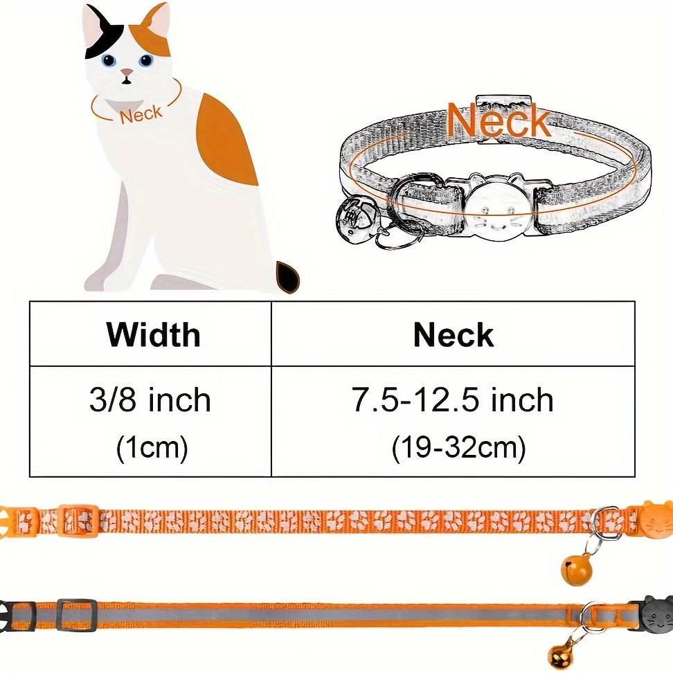 2pcs reflective cat collars with bells durable nylon   for kittens small dogs detachable accessory collars for cats Product details 0