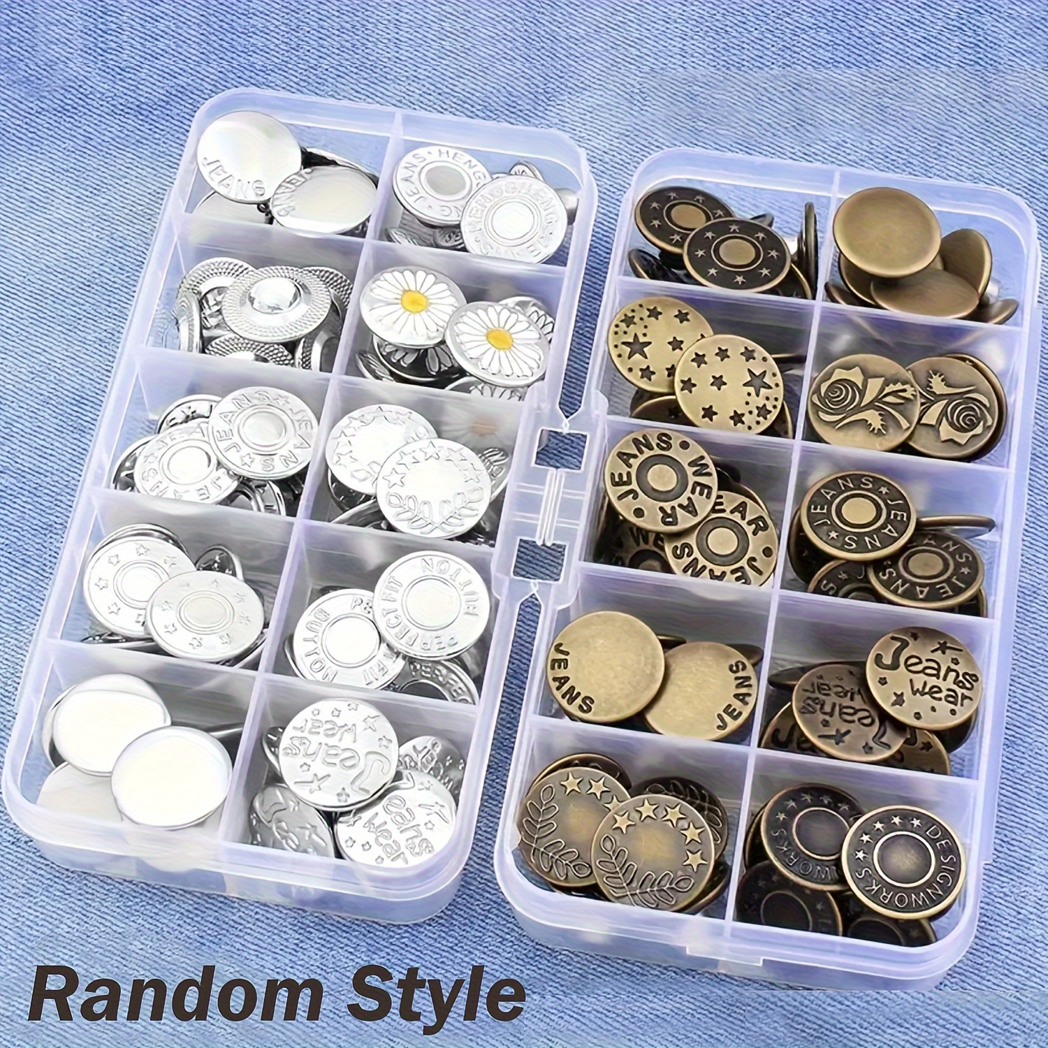 

25/50pcs Vintage Metal Screw Buttons - No-sew Jean Fasteners, Easy Diy Replacement Kit For Denim & Knit Crafts