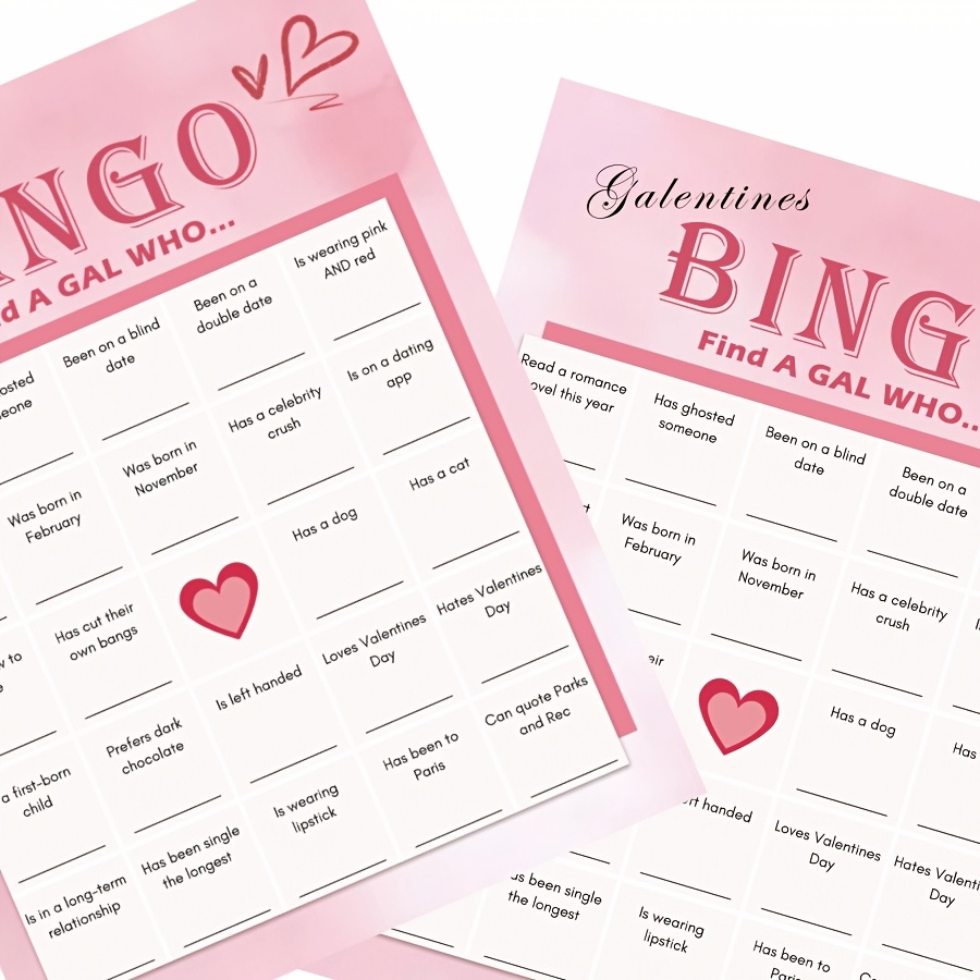 

20-pack Valentine's Bingo Cards, Romantic Party Games, Love Themed Activities, No Electricity Needed, Paper Material, Non-prop Banknotes, Featherless - Valentine's Day Party Favors