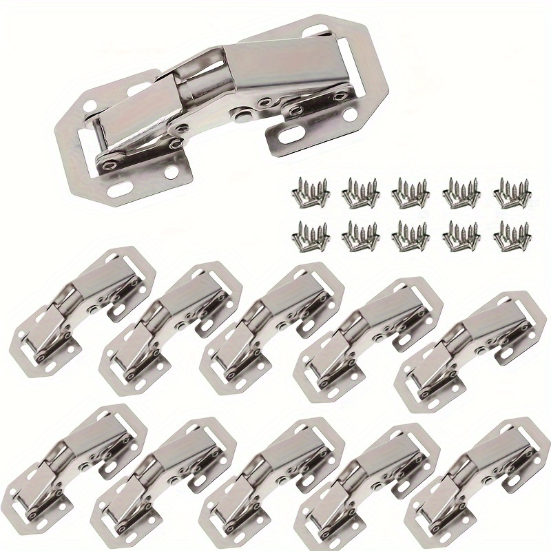 

10 Pieces Cabinet Hinges: No Drilling Required, Concealed Corner Folding Hinges For Easy Surface Mounting - Contemporary Style, Polished Metal Finish