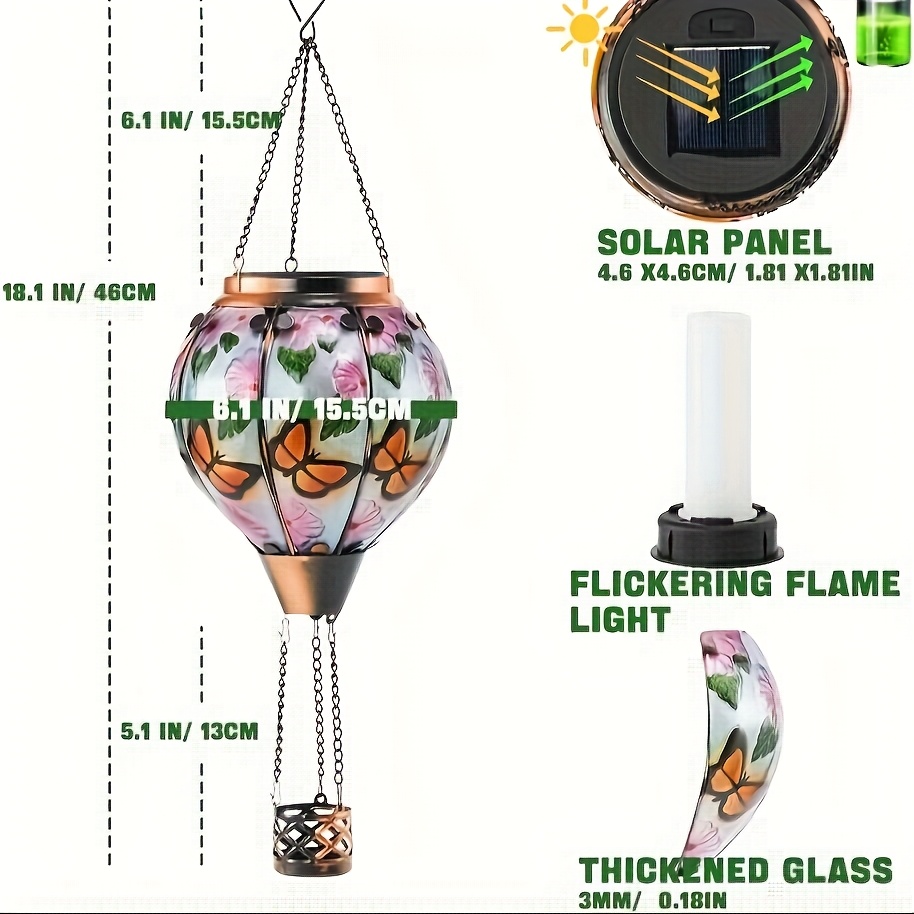 4pcs floral   hot air balloon lantern digital hand painted outdoor chandelier garden ambiance light early summer lamp solar lights details 3