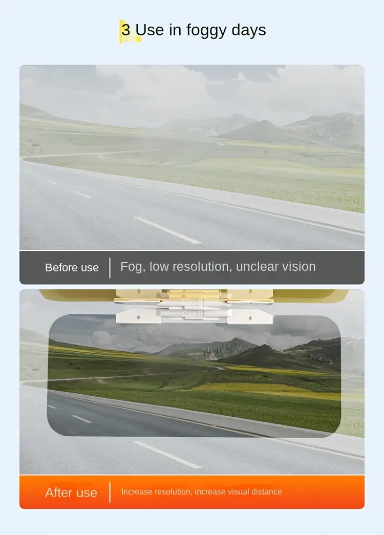 hd sun visor: anti glare car sunshade day night driving pu details 4