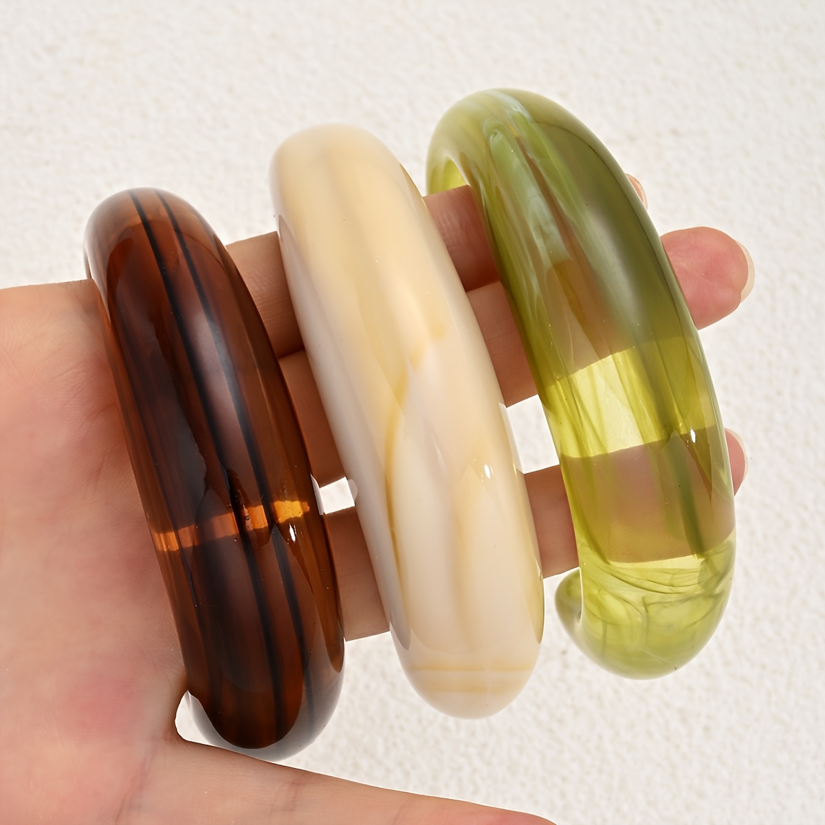 TEMU Ensemble de 3 bracelets tendance pour femme, élégants, stylés et minimalistes avec effet en résine colorée. Convient pour , les vacances, , les