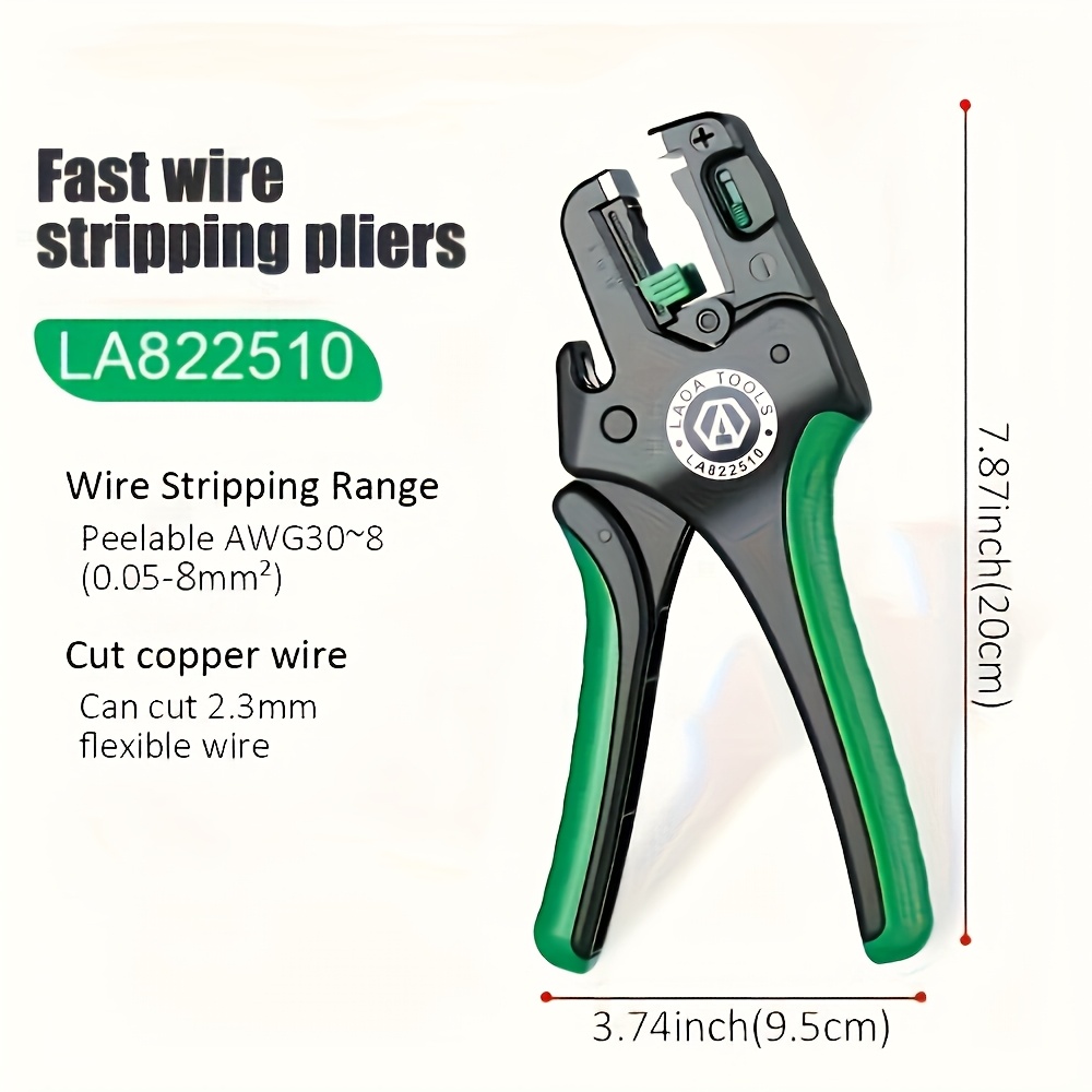 Laoa Quick Automatic Wire Stripping And Cutting Pliers, Electrician's Wire Stripping Pliers With Automatic Spring-linked Module, Of Stripping Fine, Thick, And Multi-strand Wires