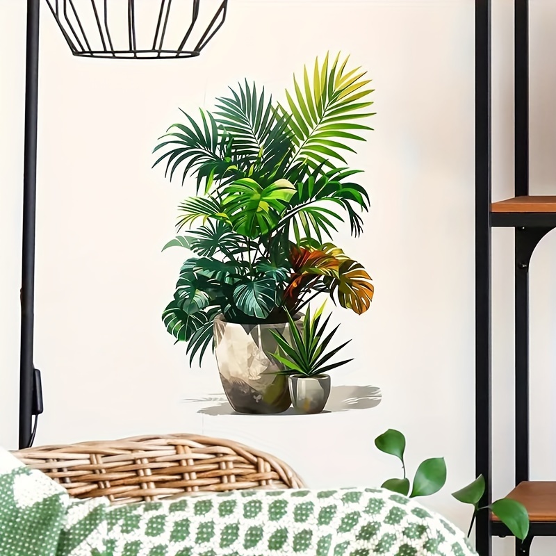1pc Of Potted Green Plant Wall Sticker, Vinyl Wall Decal, For Decorating And Beautifying The Bedroom And Living Room
