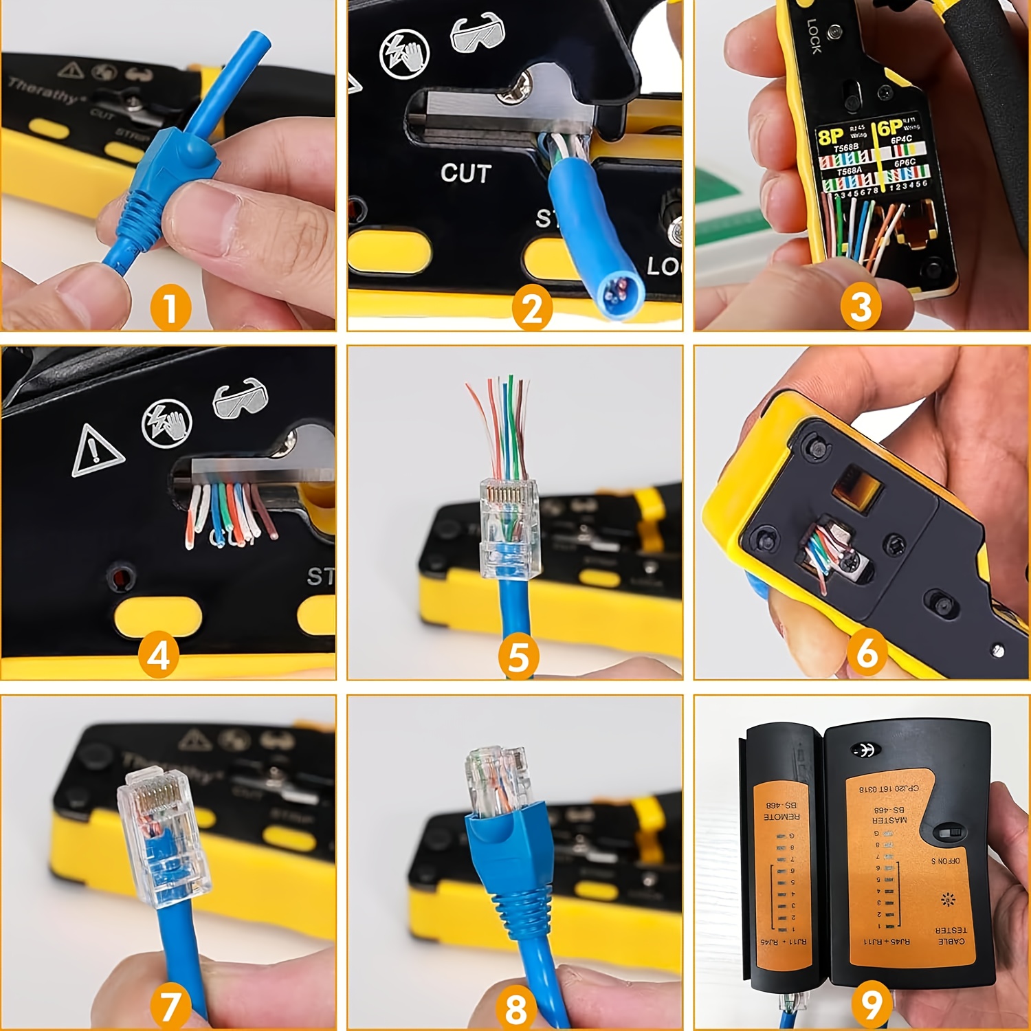 8P6P Multifunctional Dual-Use CAT.6 Through-Hole EZ Super Five And Six Category Crystal Head Portable Network Cable Crimping 3 8P6P Multifunctional Dual-Use CAT.6 Through-Hole EZ Super Five And Six Category Crystal Head Portable Network Cable Crimping - Image 3