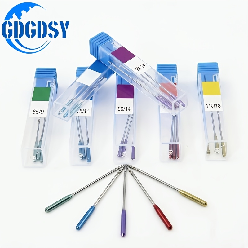 TEMU 15pcs Set Of 5 Sizes Hax1 Anti-skipping Elastic Fabric Sewing Machine Needles, Suitable For Household And Industrial Sewing Machine Needles,
