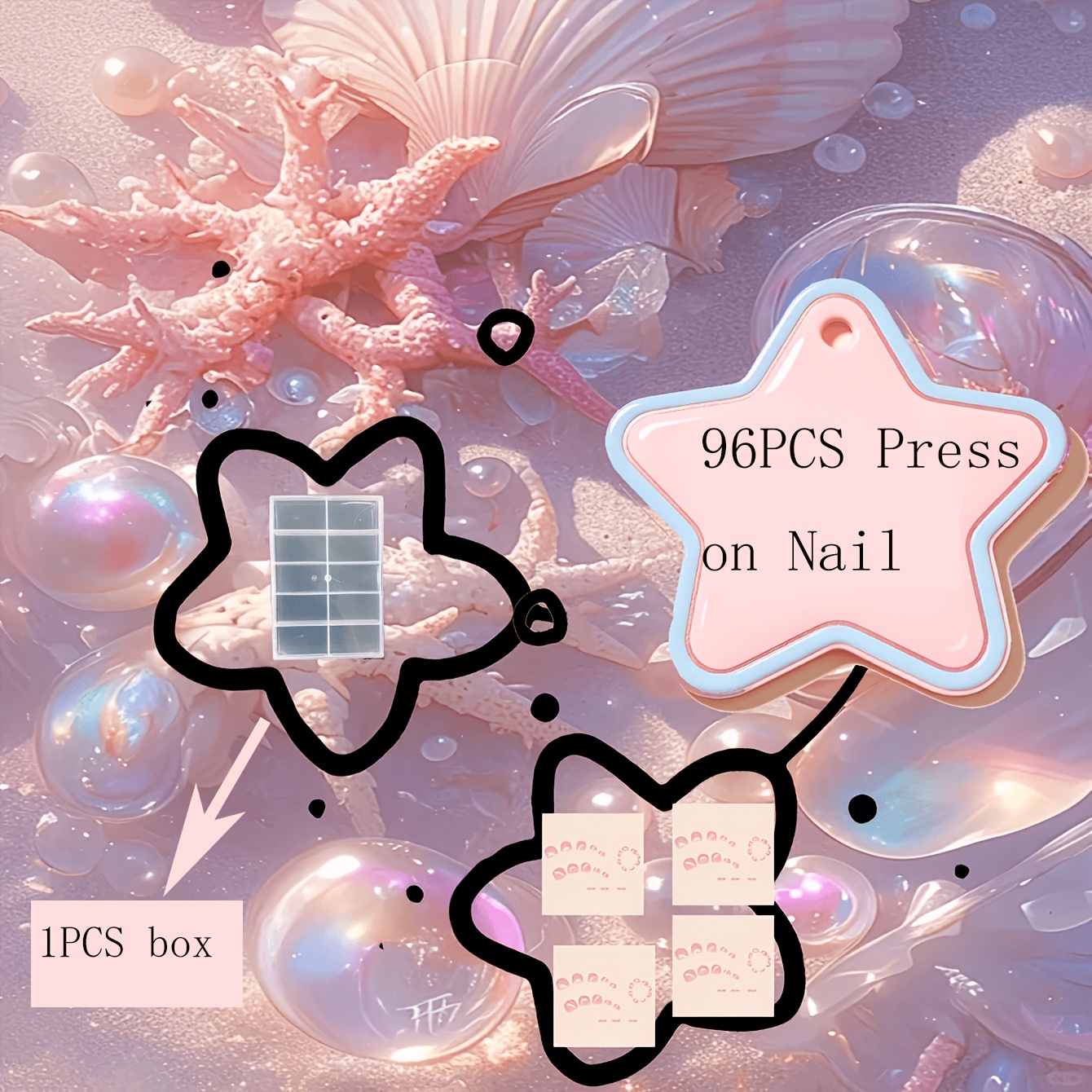 TEMU 96 pièces d' Portable + 1 Boîte. Ongles en Acrylique Blanc Couleur Naturelle à Bout Français Collés à Couverture Complète, Conviennent pour un