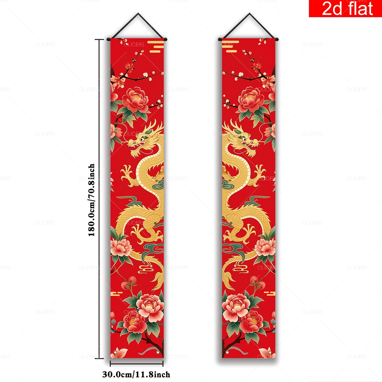 Image of 2d Flat, 2d Flat, 2d Flat Banner, 1 Pair 2027 Chinese Lunar New Year Year Of Goat Happy Doorway Entrance Flag Party Banner With Chinese Theme Pattern