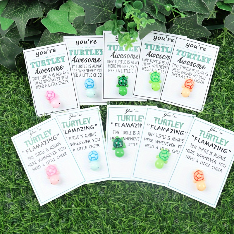 

10-pack Mini Resin Turtle Figurine Affirmation Tokens With Encouragement Notes For Emotional Support, 'you're ' Keepsakes For Friends, Family, Graduation, Back-to-school Gifts Without Electricity