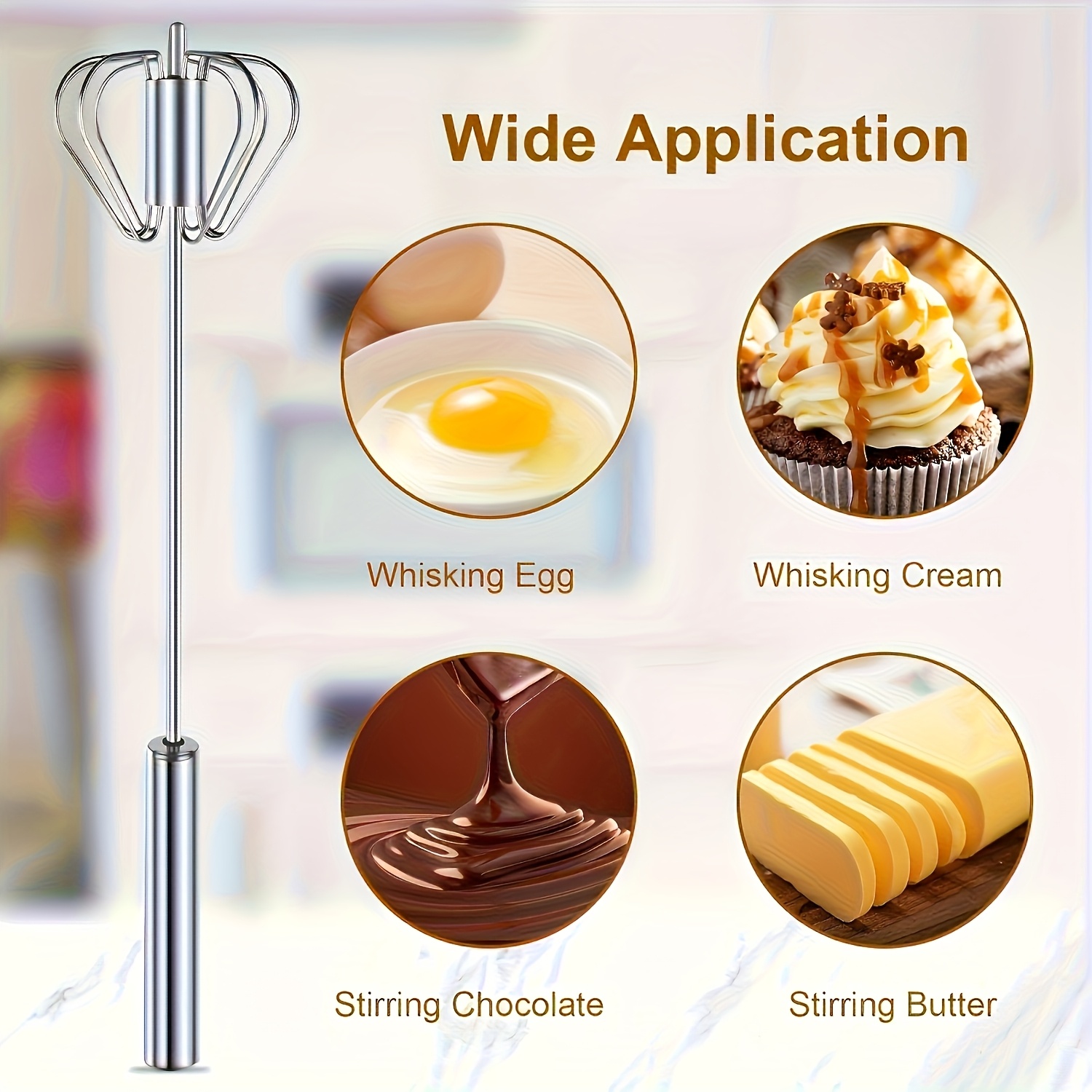 1pc Stainless Steel Multi-functional Whisk and Foam Maker - Home baking tool, hand-held mixer for beating eggs and cream - Essential kitchen gadget for mixing tasks.