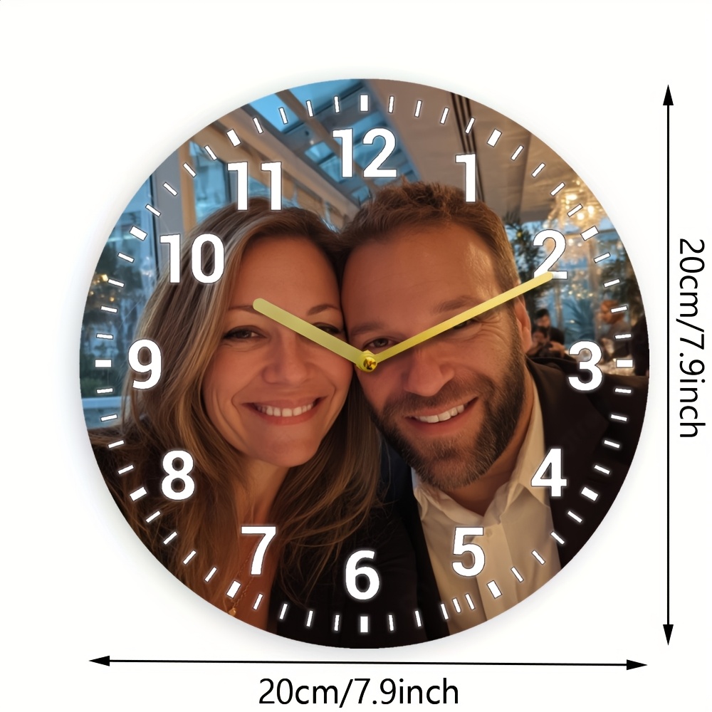 TEMU A Wooden Custom Photo Wall Clock That Combines Love, Friendship, Family, Memories, And Time Into 1 Clock. It Operates Silently And Provides