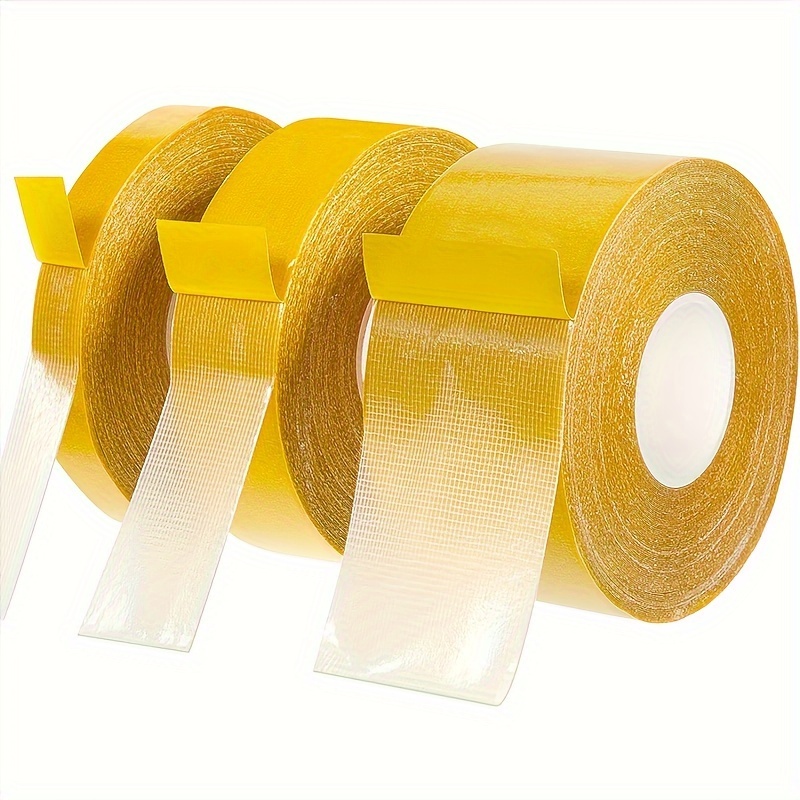 

3 Rolls Of Grid Double-sided Adhesive Tape, 0.39/1.18/1.96 Inches X 393.7 Inches Transparent Glass Fiber Strong Double-sided Installation Tape Detachable, Suitable For Carpets And Handicrafts
