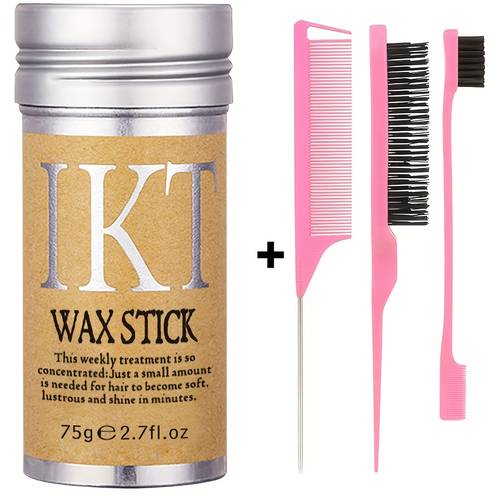 hair wax stick with 3pcs comb set styling kit for smooth hair edge control and curly hair care double ended edge brush fine tooth comb and rat tail comb ideal for daily use and salon