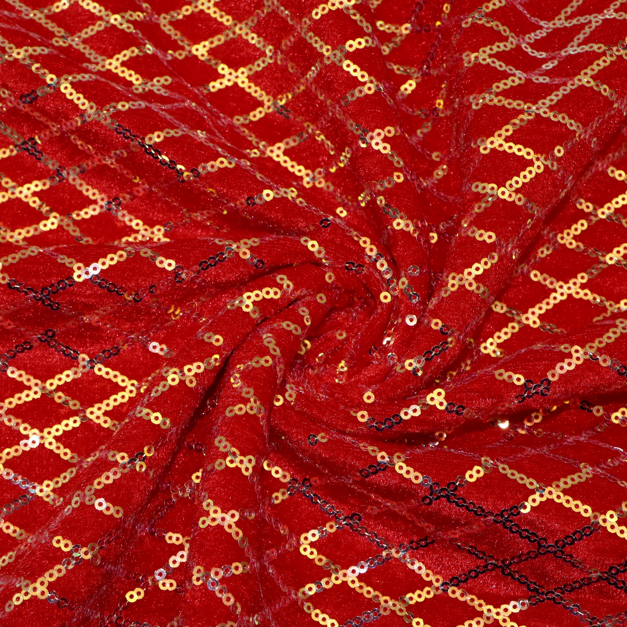 TEMU 1pc 50x130cm Rhombus Sequins Geometry Pattern Christmas Style Elastic Velvet 100% Polyester Fabric, Stretch Crushed Velvet For Diy, Bows,