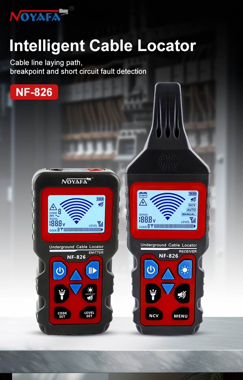 NOYAFA NF-826 - Detector de rastreador de cables subterráneo, detector de  cables de tubería subterránea y pared Prueba de cortocircuito de cables de
