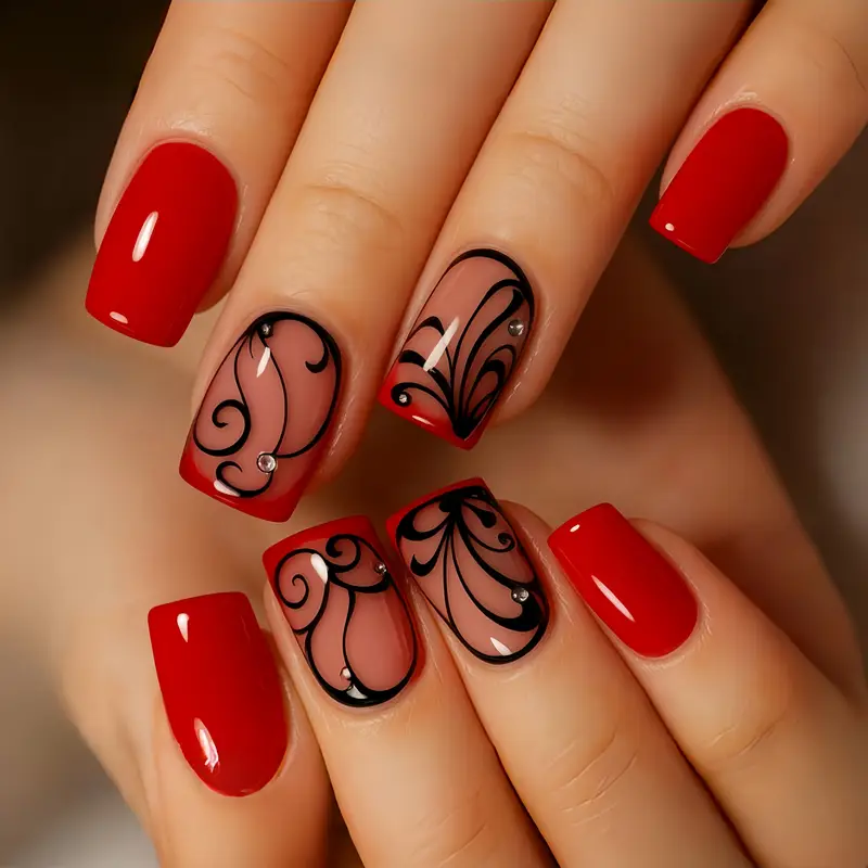 nail design for red dress Nails For Red Dress