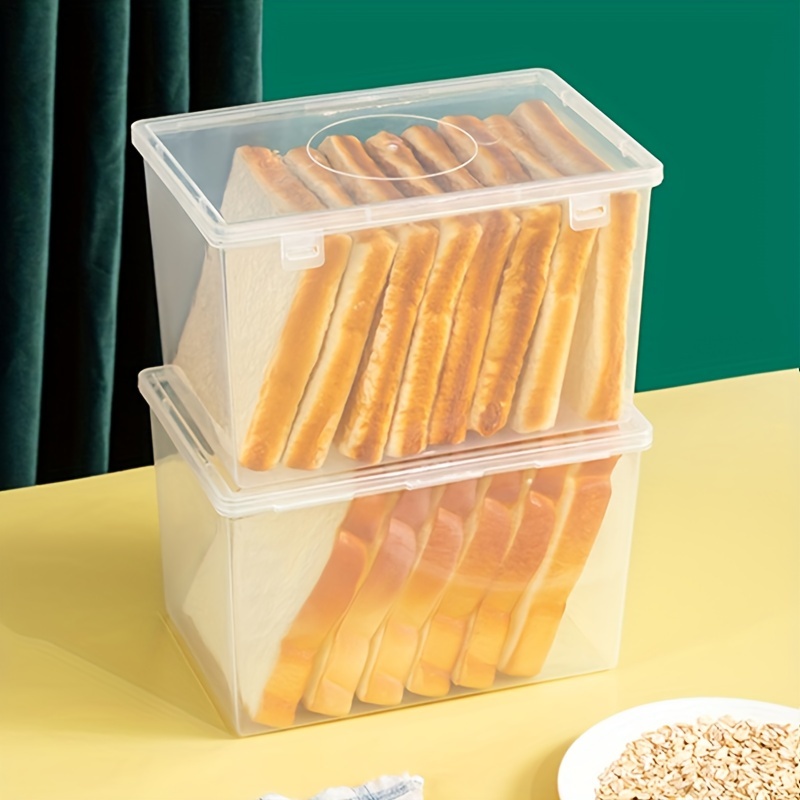 

1pc Bread Box, Reusable Plastic Bread Storage Box With Lid, Stackable Clear Food Dispenser, For Bread, Toast, Egg, Fruit And Vegetable, Kitchen Organizers And Storage, Kitchen Accessories