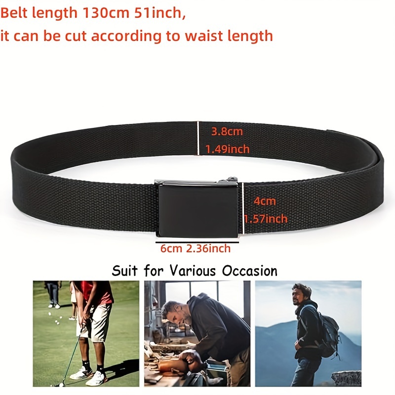 Men's Adjustable Canvas Belt with Automatic Ratchet Buckle