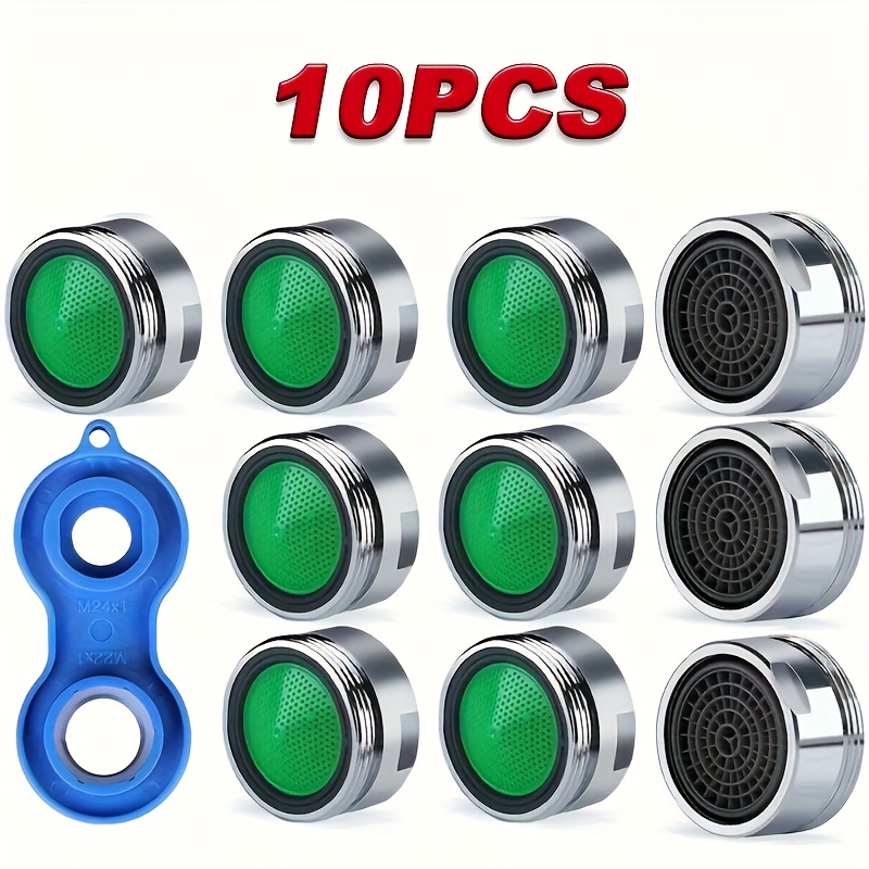 10pcs Faucet Aerators With Replaceable Filters - M24 24mm, Noise-reducing For Bathroom Taps