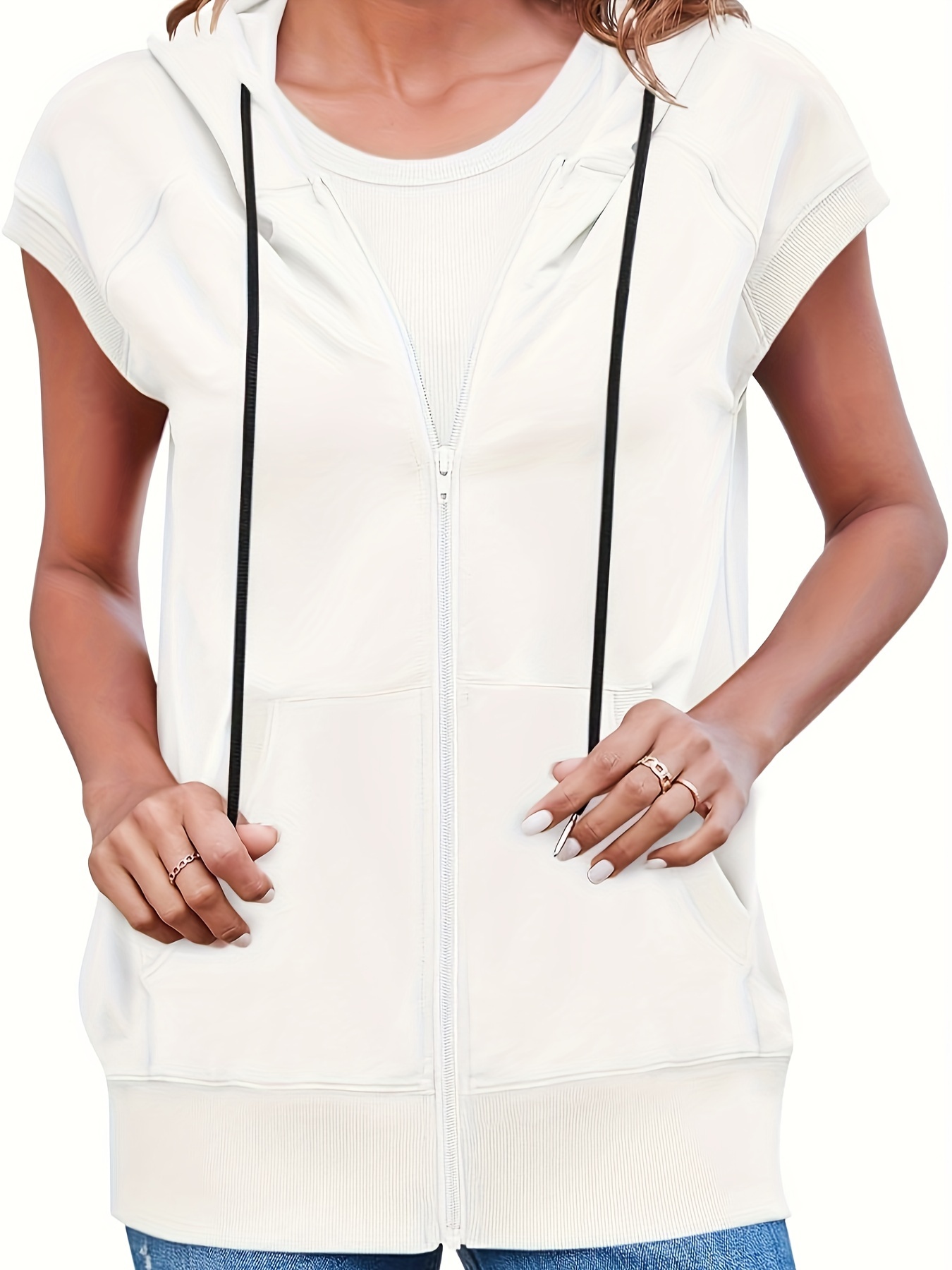 Hooded Sweatshirt Women's Sleeveless Zip Up Hoodie Women's