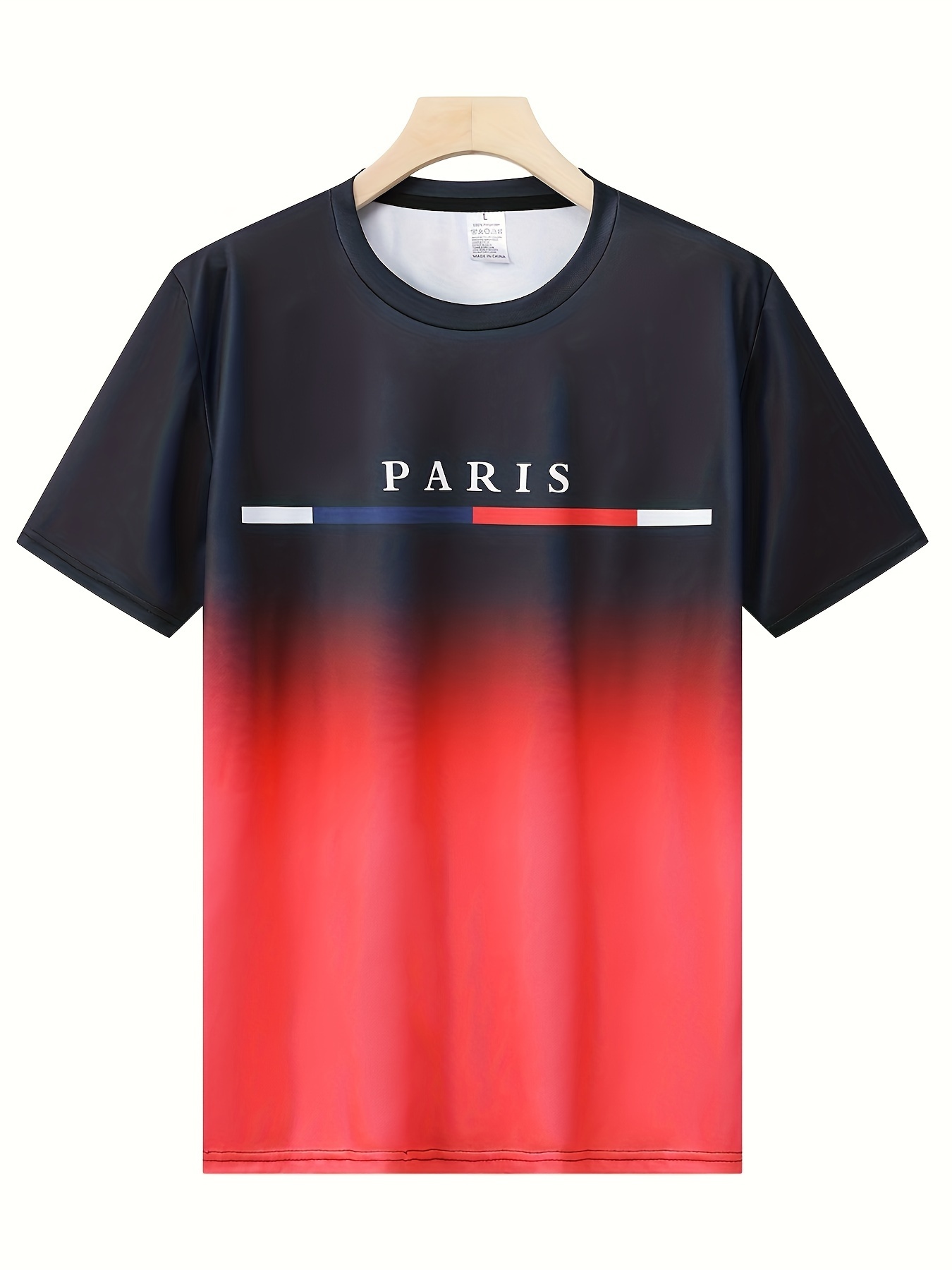 men's gradient color paris graphic print t shirt casual - Temu