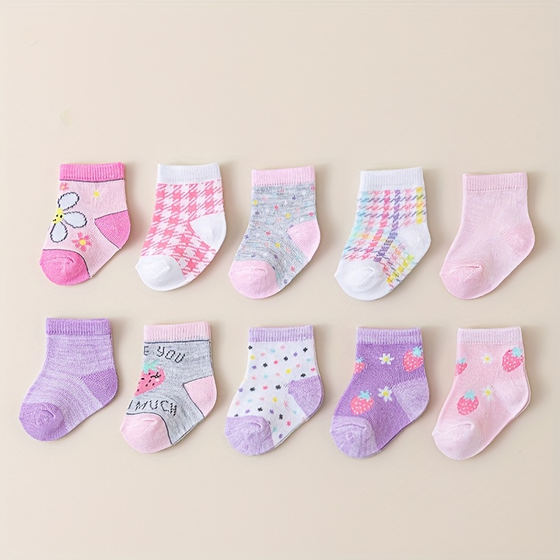 

Lot de 10/20 Chaussettes Douces et Respirantes à de Fraises et de Fleurs à Jeunes - Mélange de Lavable en