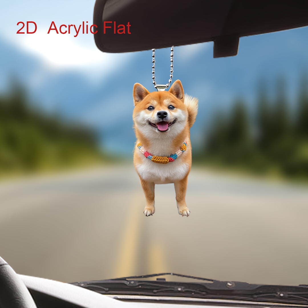 

Acrylic Hanging Ornament For Car Interior, 2d Smiling Dog Keychain Charm, Durable Acrylic Pendant Decoration For Car Mirror, Bags & Keys