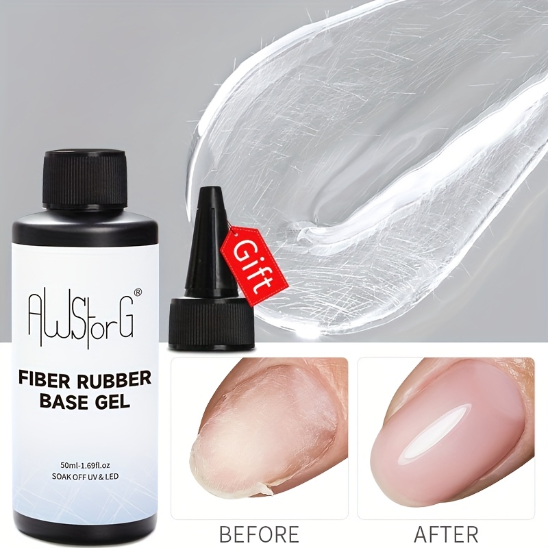 Image of Awstorg 50ml Fiber Rubber Upgrade Broken Nail Fiberglass Clear Quick Building Soak Off Construction Gel