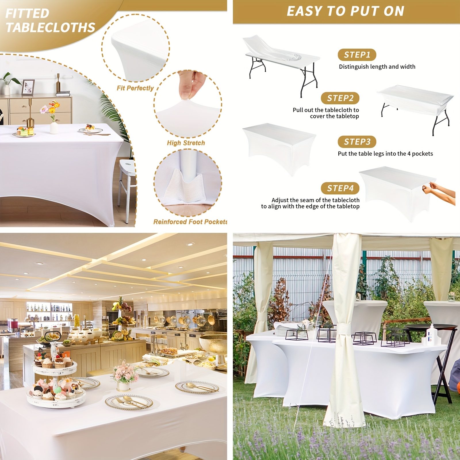 Banquet Tables Pro 60 Inch Round Stretch Tablecover - Black Spandex Tight Fit Table Cloth