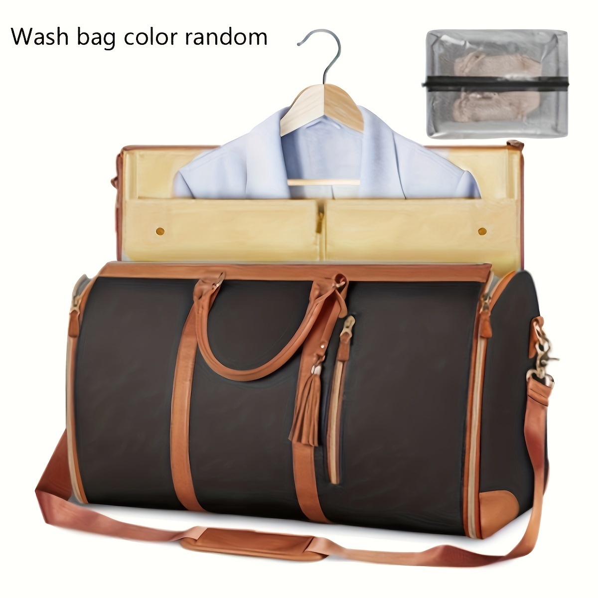 

Convertible 3-in-1 Garment Bag With Shoulder Strap - Hanging Suitcase Weekender Travel Bag Set With Wash Bag