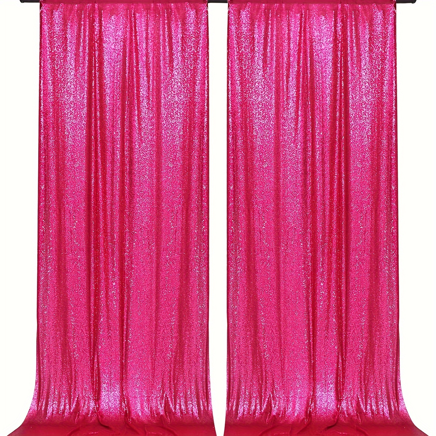 

Fuchsia Sequin Curtains Hot Pink 4x8ft 2 Panels Sparkly Background Drapes For Party Birthday Wedding Decor