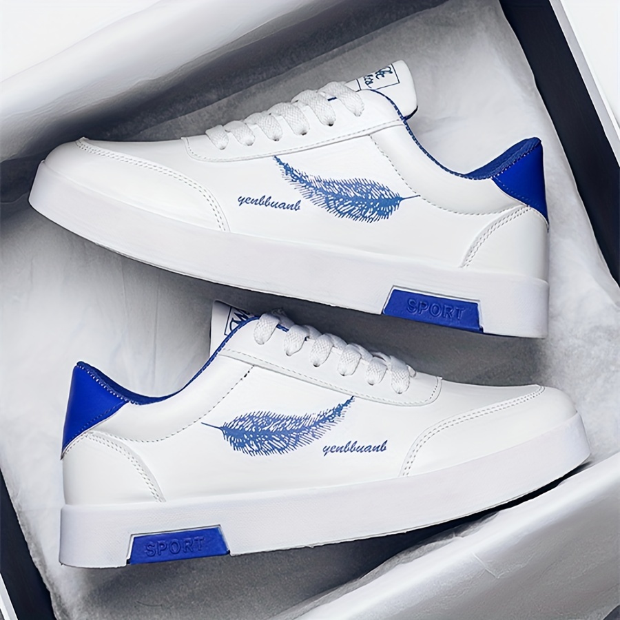 mens trendy white sneakers casual sporty low top lace up shoes