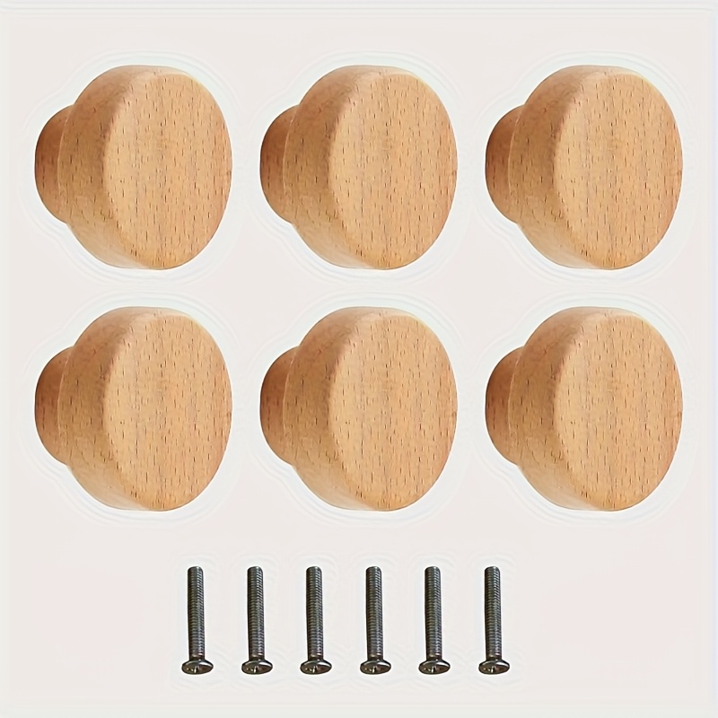 6pcs Solid Wood Wardrobe Handles Round Knobs For Drawers And Cabinet Doors Minimalist Small Handles For Wooden Cabinets