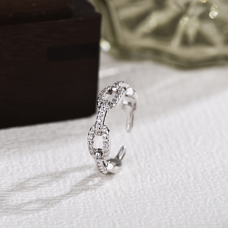 Women's Fashion Silvery Chain Zirconia Copper Alloy Ring
