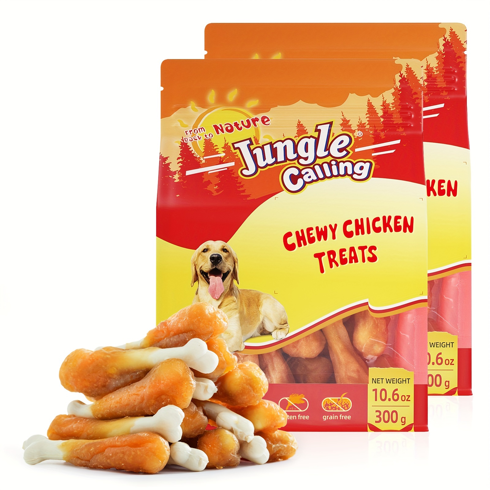 TEMU Jungle Calling Chicken Dog Treats Free Real Chicken Bone, Teeth Clean Dog Training Treats